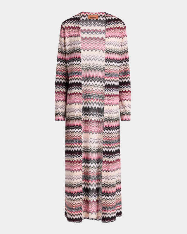 Chevron Long Open Cardigan